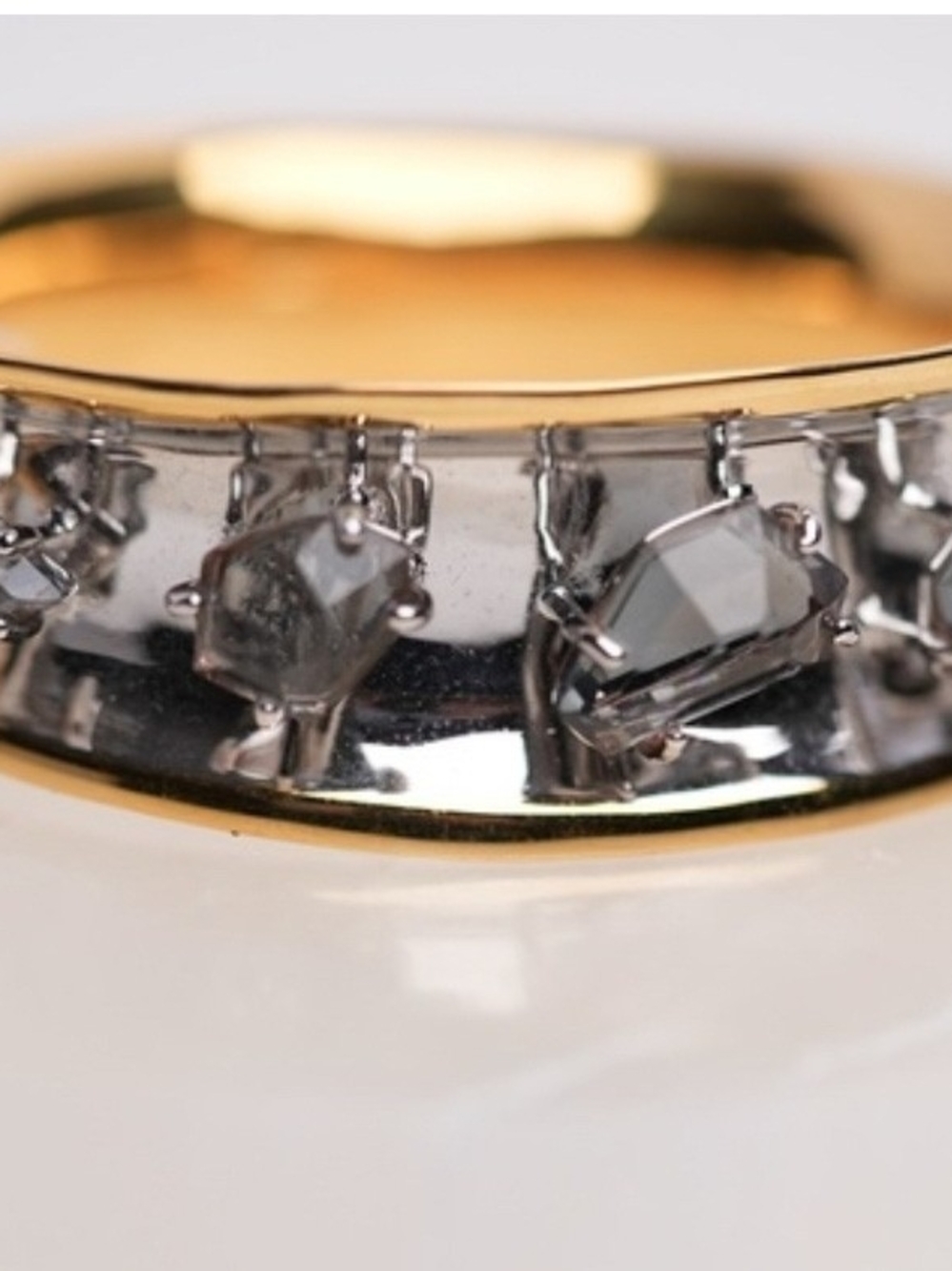 Alexis Bittar Gold and Gray Crystal Hinged Bracelet